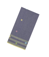 Grey Handloom Bengal Cotton Saree With Floral Buttas-BG1689