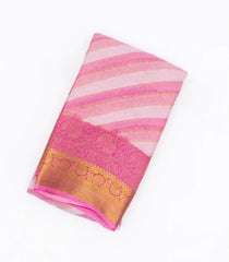 Pink Mysore Crepe Silk Saree With Diagonal Stripes