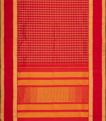 Red Handloom Kanchipuram Silk Saree With Zari Checks-KA15406