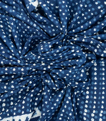 Indigo Printed Jaipur Cotton Saree With Dotted Motifs-JC1439