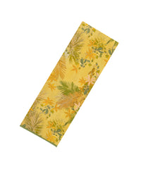 Yellow Printed Pure Satin Silk Saree With Floral Motifs-PS0945