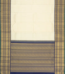 Cream Handloom Korvai Kanchipuram Silk Saree With Diagonal Stripes-KA16063