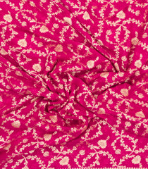 Pink Handloom Banarasi Khaddi Georgette Silk Saree With Contrast Border-BE1817
