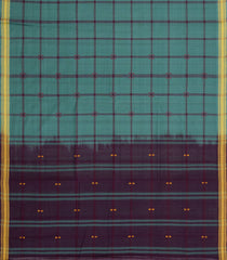Teal Woven Kadappa Cotton Saree With Checks-KN0747