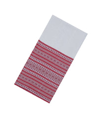 White Handloom Bengal Cotton Saree With Crimson Border-BG1559