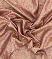 Peach Woven Pure Silk Saree With Floral & Hand Embroidered Motifs-EN1804