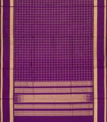 Magenta Handloom Silk Cotton Saree With Zari Checks-SC4573