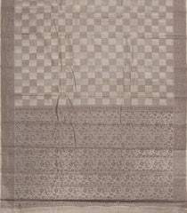Grey Woven Tussar Silk Saree With Floral Motifs-TU3410