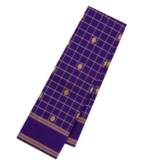 Purple Handloom Kanchipuram Silk Saree With Zari Checks & Buttas-KA15269