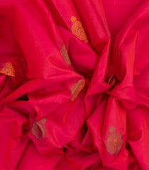 Hot Pink Handloom Silk Cotton Saree With Buttas & Contrast Pallu-SC3635