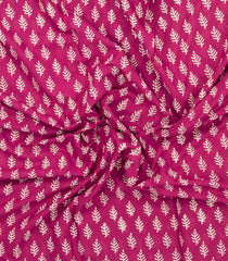 Pink Printed Jaipur Cotton Saree With Floral Motifs-JC1814