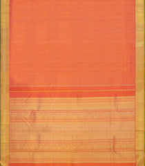Peach Handloom Kanchipuram Silk Saree With Dotted Stripes-KA15694