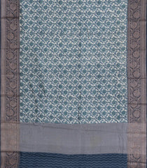 Grey Printed Chanderi Cotton Saree With Zari Border-CC1579