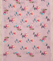 Baby Pink Woven Georgette Silk Saree With Printed Floral Motifs-PS0567