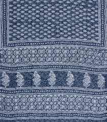 Steel Blue Woven Jaipur Cotton Saree With Printed Floral Motifs-JC1424