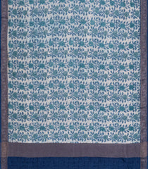 Indigo Printed Chanderi Cotton Saree With Zari Border-CC1583