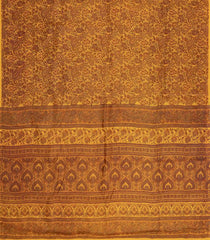 Yellow Printed Silk Saree With Floral Motifs-PS0697