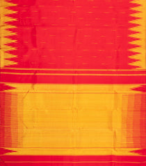 Red Handloom Korvai Kanchipuram Silk Saree With Buttas & Temple Border-KA15959