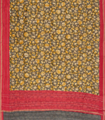 Grey Handloom Chanderi Cotton Saree With Printed Floral Motifs-CC1234