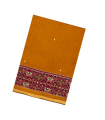 Mustard Printed Synthetic Viscose Dola Silk Saree With Mirror Work-SY0265
