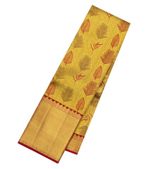 Gold Handloom Korvai Kanchipuram Silk Saree With Floral Zari Motifs-KA15838