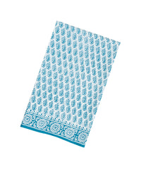 Turquoise Printed Jaipur Cotton Saree With Floral Motifs-JC1628