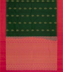 Bottle Green Handloom Soft Silk Saree With Buttas & Contrast Border-SO4519