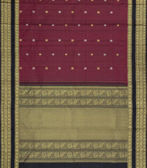 Maroon Handloom Kanchipuram Silk Saree With Checks & Buttas-KA15019-Maroon