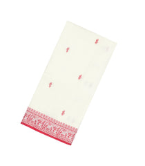 White Handloom Bengal Cotton Saree With Tribal Motifs-BG1999