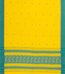 Yellow Handwoven Bengal Cotton Saree With Chakaram Buttas-BG1526