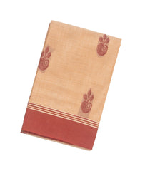 Light Peach Woven Rasipuram Cotton Saree With Floral Buttas