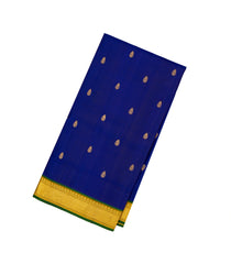 Blue Handloom Kanchipuram 9 Yards Silk Saree With Buttas & Contrast Border-KA13407