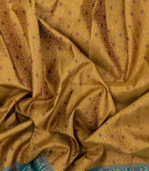 Gold Handloom Kanchipuram Silk Saree With Meena Floral Motifs-KA14754