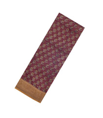 Maroon Printed Chanderi Cotton Saree With Zari Border-CC1589