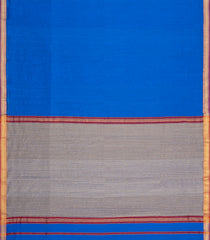 Blue Handloom Maheswari Silk Cotton Saree With Zari Border-SC4936