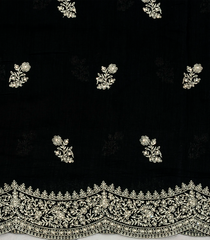 Black Woven Synthetic Blended Saree With Embroidered Motifs-EN2053