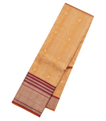 Gold Handloom Korvai Kanchipuram Silk Saree With Stripes -KA15769
