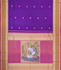 Purple Handloom Kanchipuram Silk Saree With Gandaberunda Buttas-KA15665