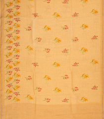 Peach Woven Linen Saree With Printed Floral Motifs-LI0670