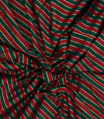 Bottle Green & Maroon Handloom Soft Silk Cotton Saree With Veldhari Stripes-SC4599