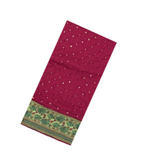 Crimson Printed Crepe Bandhej Silk Saree With Contrast Border-MS3875