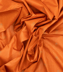 Orange Handloom Tussar Silk Saree With Floral Buttas-TU3562