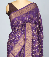 Purple Woven Synthetic Dola Silk Saree With Floral Motifs-BL4648