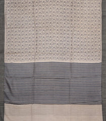 Taupe Printed Pure Silk Saree With Floral Motifs-PS0778