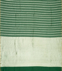 Dark Green Woven Banarasi Khadi Georgette Silk Saree With Stripes-BE1506