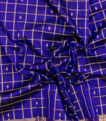 Violet Handloom Silk Cotton Saree With Checks & Buttas-SC4744
