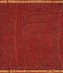 Black Printed Chanderi Cotton Saree With Zari Border-CC1652
