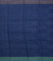 Navy Blue Printed Tussar Silk Saree With Stripes-TU3713