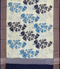 Cream Printed Chanderi Cotton Saree With Zari Border-CC1577