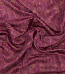 Burugndy Printed Tussar Silk Saree With Floral Motifs-TU3602